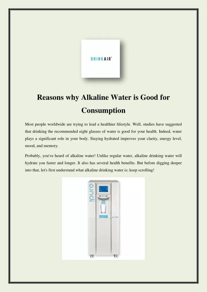 Ppt Reasons Why Alkaline Water Is Good For Consumption Powerpoint Presentation Id11635814 1828