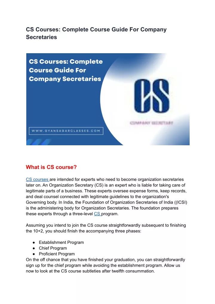 cs courses complete course guide for company