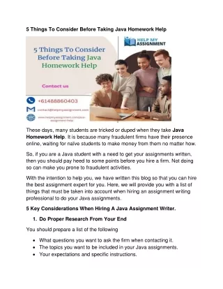 5 things to consider before taking java homework