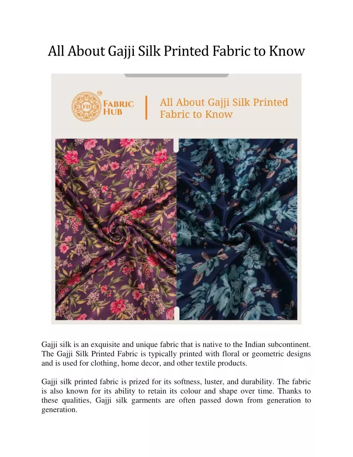 all about gajji silk printed fabric to know