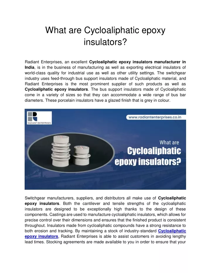 what are cycloaliphatic epoxy insulators