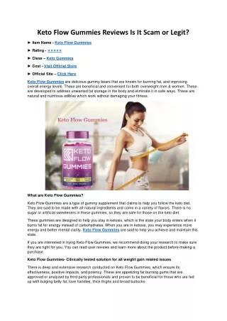 Keto Flow Gummies Reviews