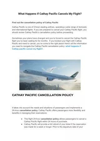 what happens if cathay pacific cancels my flight