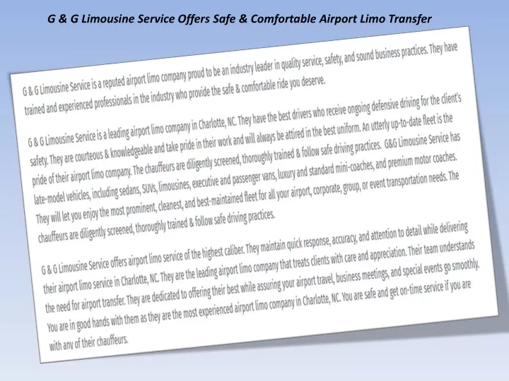 g g limousine service offers safe comfortable