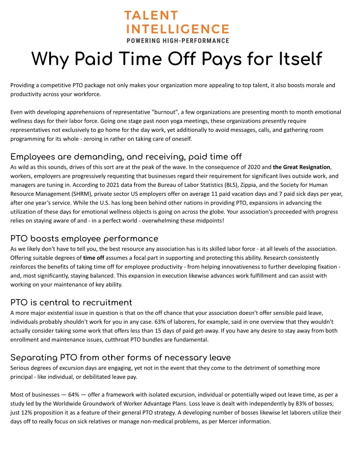 why paid time o pays for itself