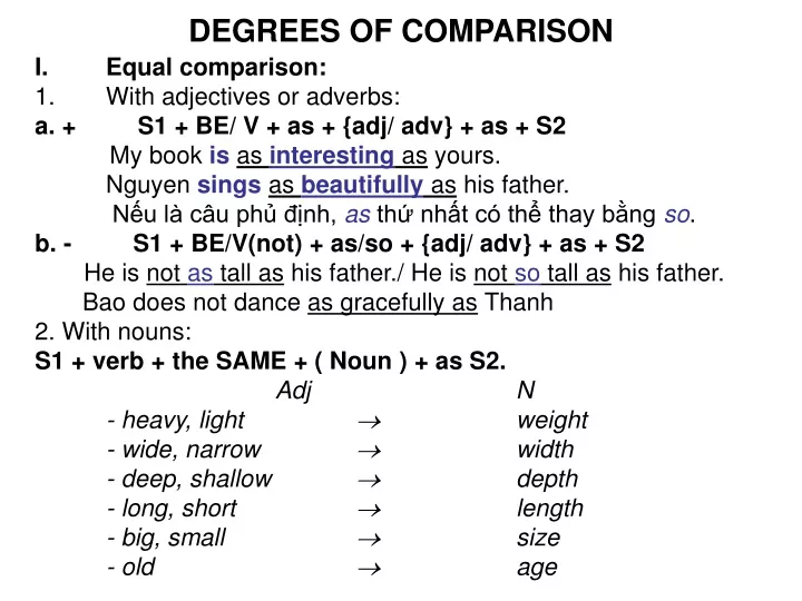 degrees of comparison