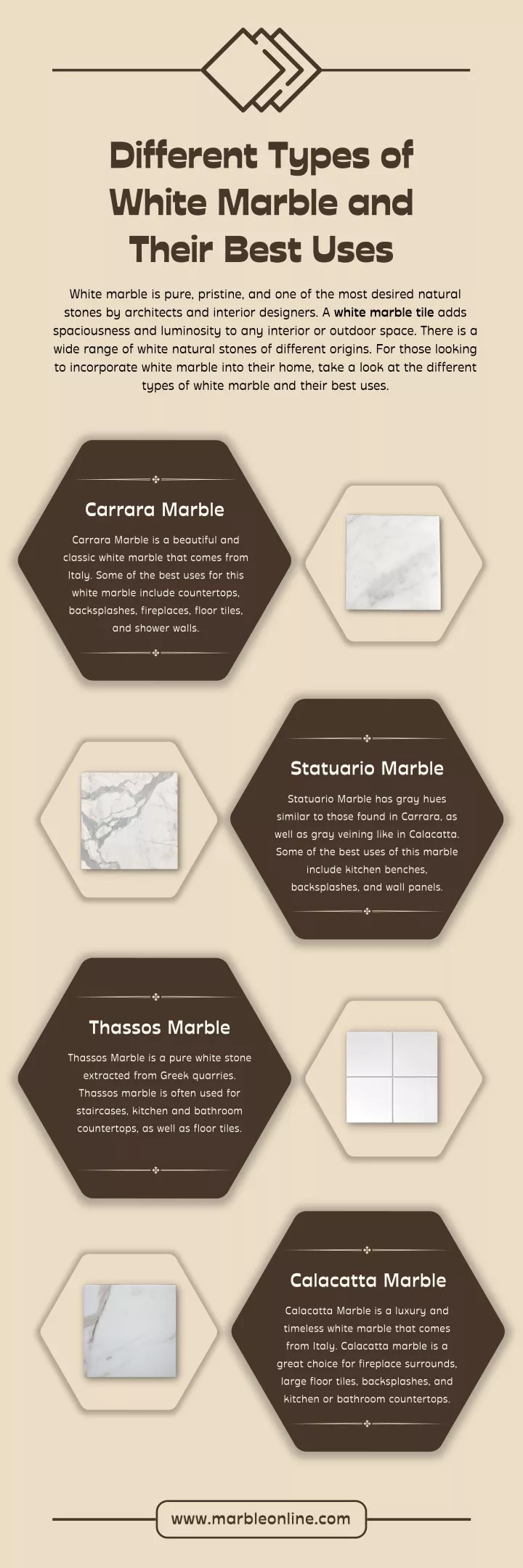 different types of white marble and their best