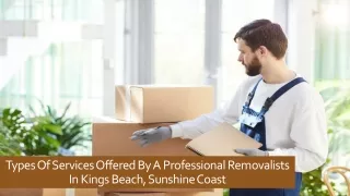 Types Of Services Offered By A Professional Removalists In Kings Beach