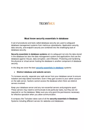 must know security essentials in database