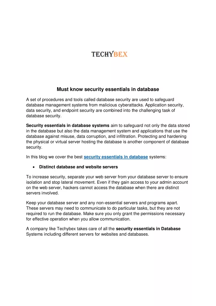 must know security essentials in database