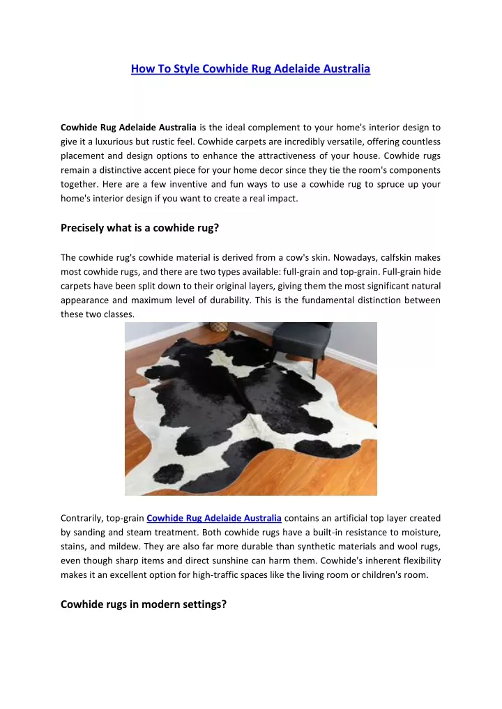 how to style cowhide rug adelaide australia