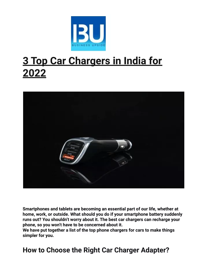 3 top car chargers in india for 2022