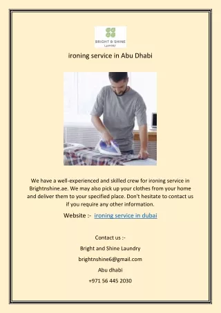 ironing service in Abu Dhabi