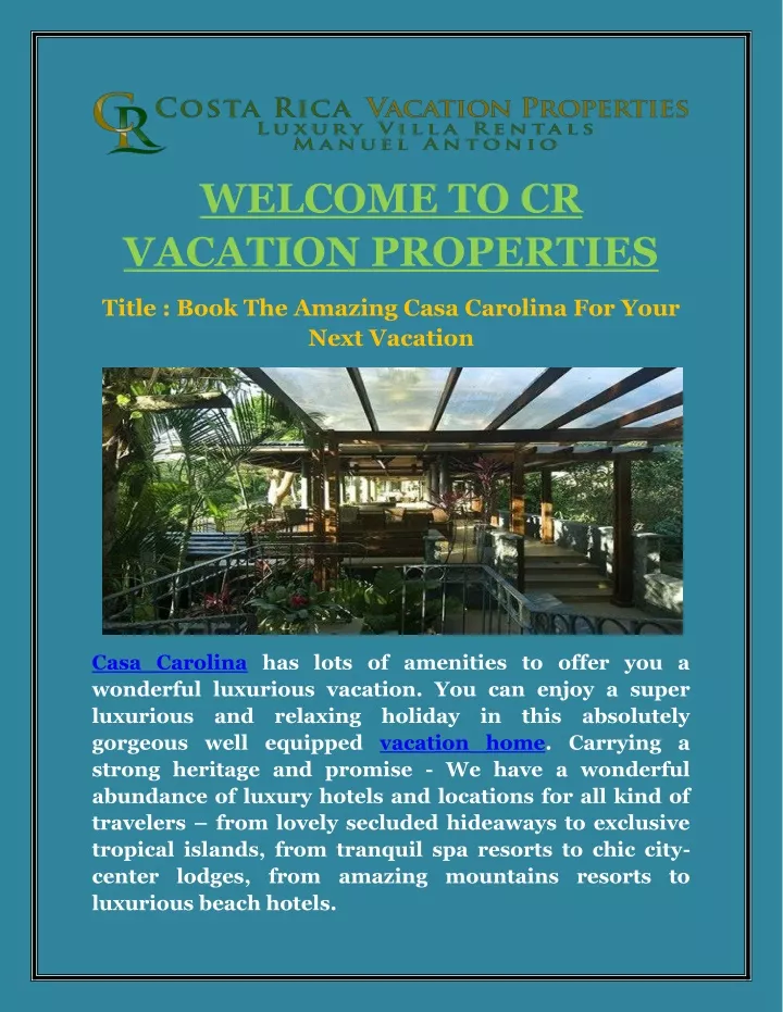 welcome to cr vacation properties