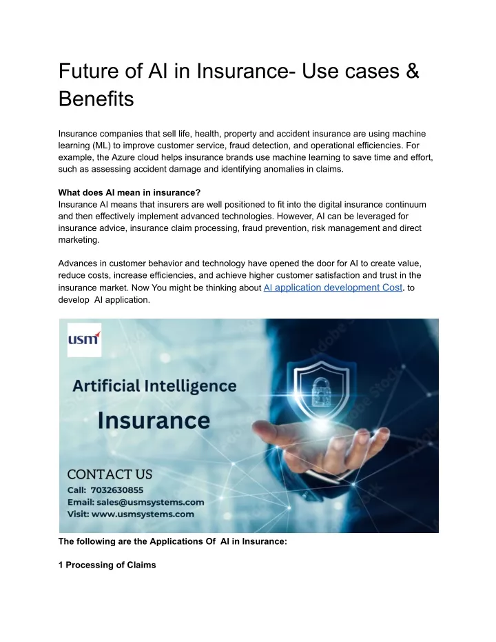 future of ai in insurance use cases benefits