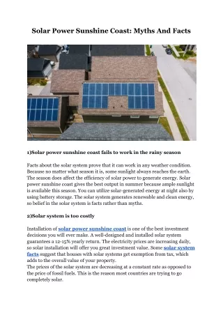 Solar Power Sunshine Coast_ Myths And Facts