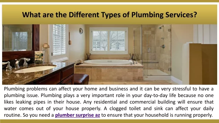 what are the different types of plumbing services