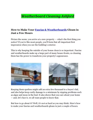 Weatherboard Cleaning Ashford