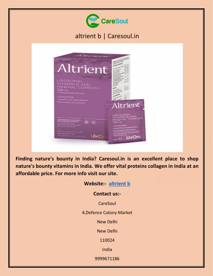 altrient b caresoul in