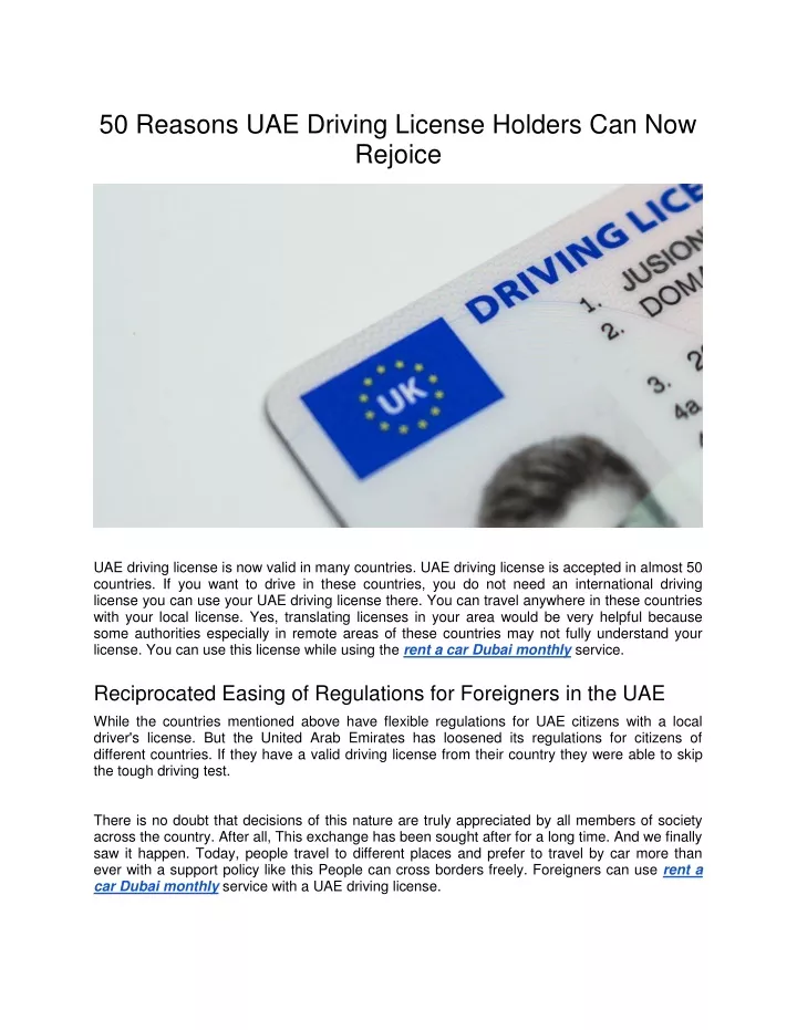 50 reasons uae driving license holders