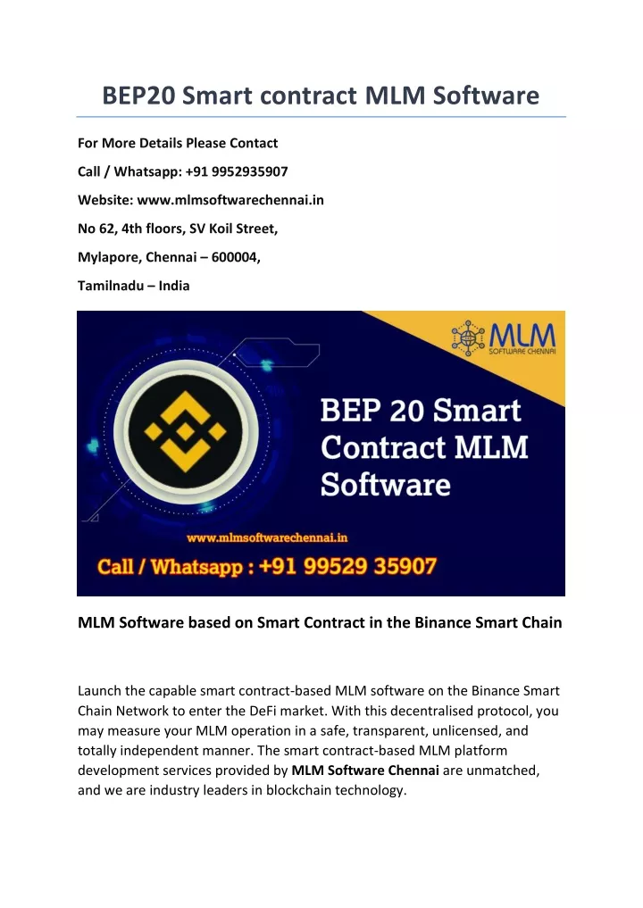 bep20 smart contract mlm software