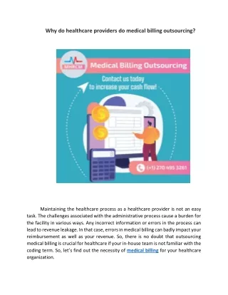Why do healthcare providers do medical billing outsourcing?