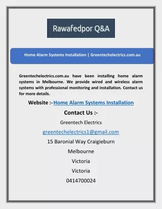 Home Alarm Systems Installation | Greentechelectrics.com.au