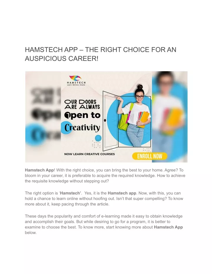 hamstech app the right choice for an auspicious
