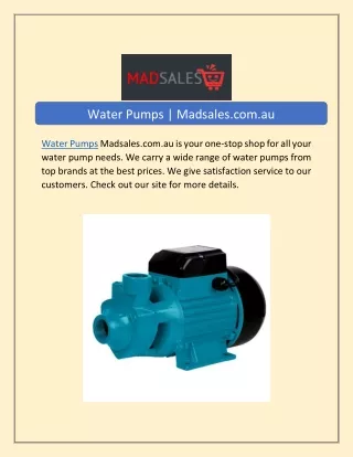 Water Pumps | Madsales.com.au