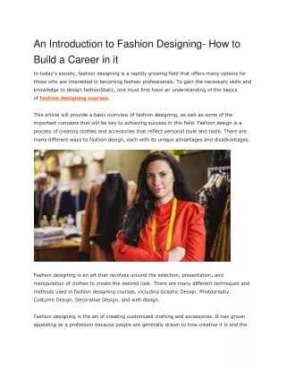an introduction to fashion designing how to build
