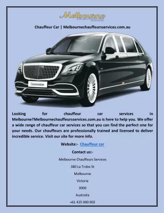 chauffeur car melbournechauffeursservices com au
