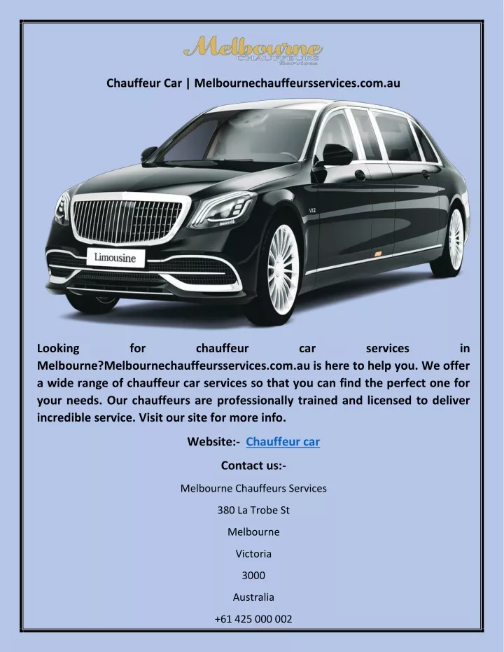 chauffeur car melbournechauffeursservices com au