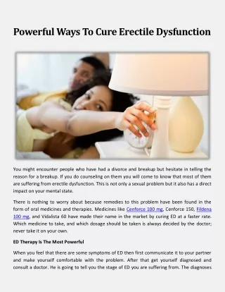 Powerful Ways To Cure Erectile Dysfunction