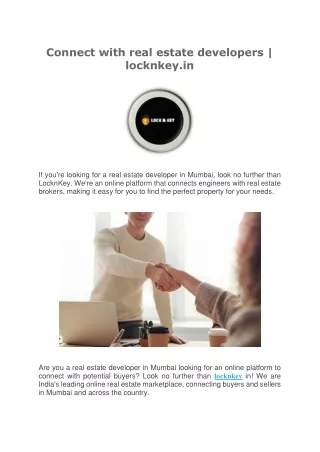 connect with real estate developers locknkey in