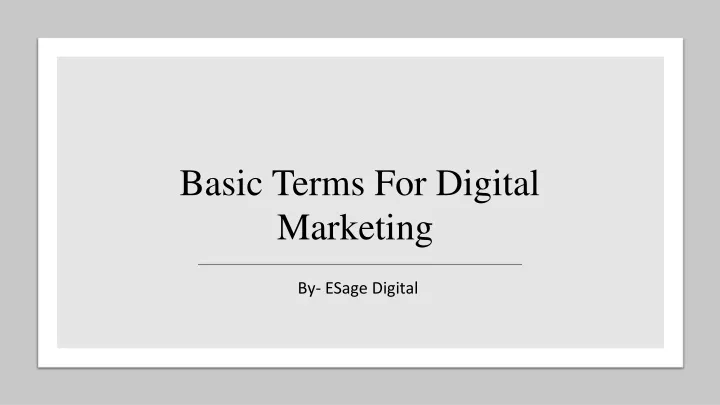 basic terms for digital marketing