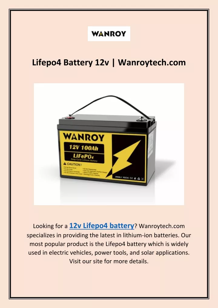 lifepo4 battery 12v wanroytech com