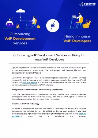 Outsourcing VoIP Development Services vs. Hiring In-house VoIP Developers
