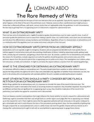 The Rare Remedy of Writs