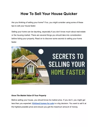 how to sell your house quicker