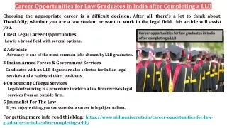 Career Opportunities for Law Graduates in India after Completing a LLB