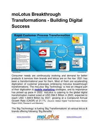 moLotus Breakthrough Transformations - Building Digital Success