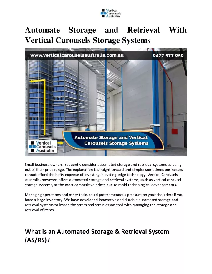 automate storage and retrieval with vertical