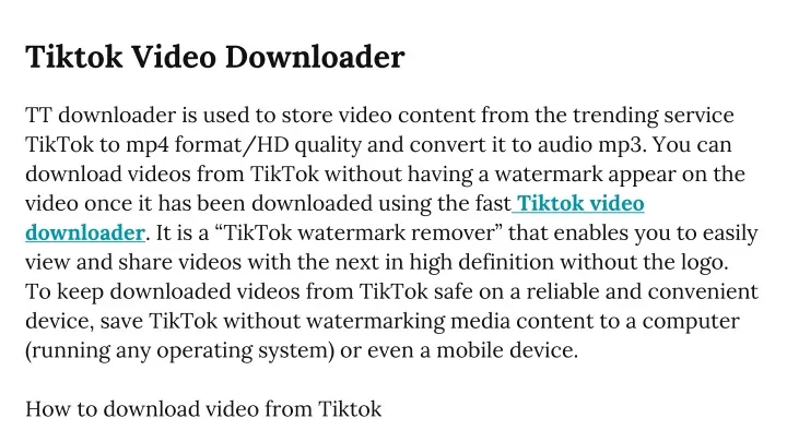 tiktok video downloader tt downloader is used