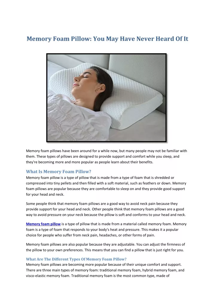 memory foam pillow you may have never heard of it