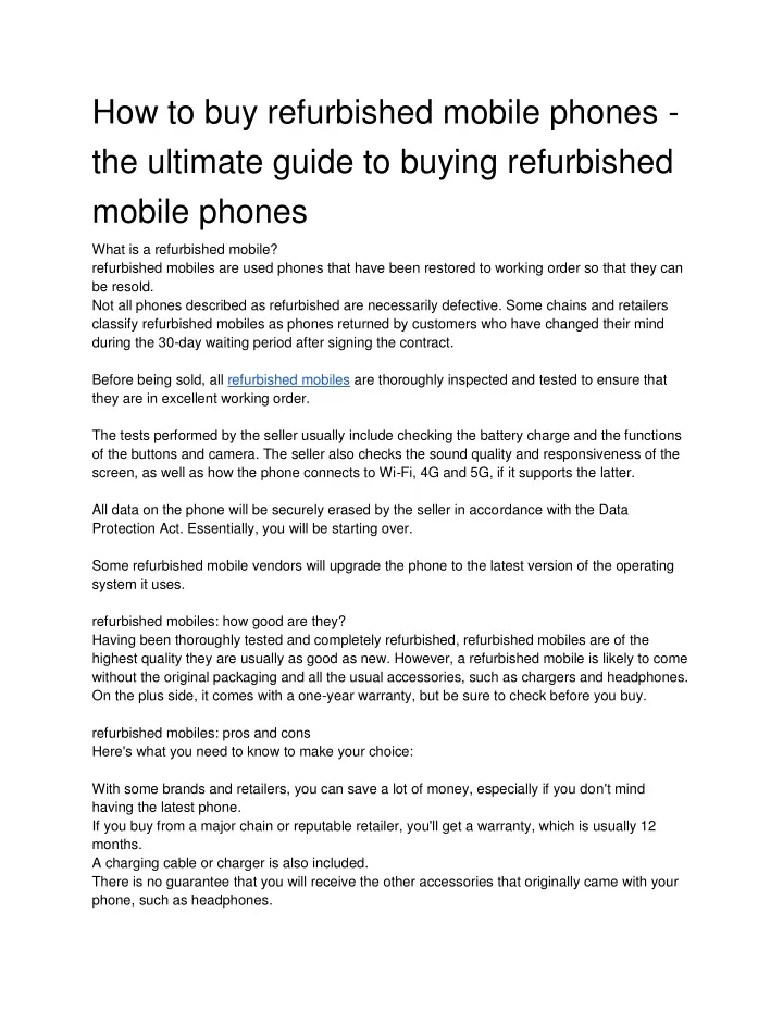 how to buy refurbished mobile phones the ultimate