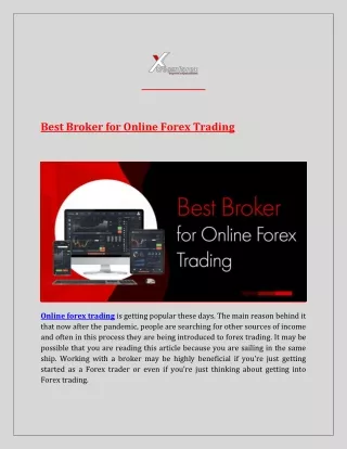 Best Broker for Online Forex Trading