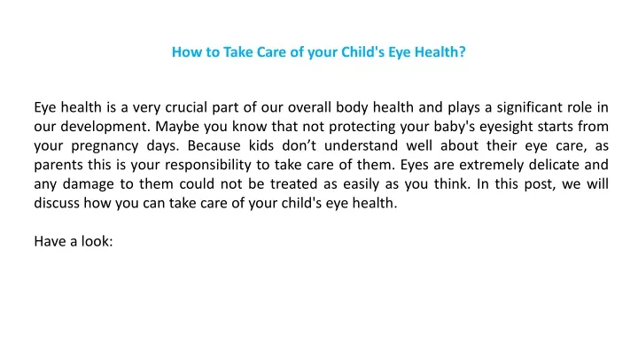 how to take care of your child s eye health