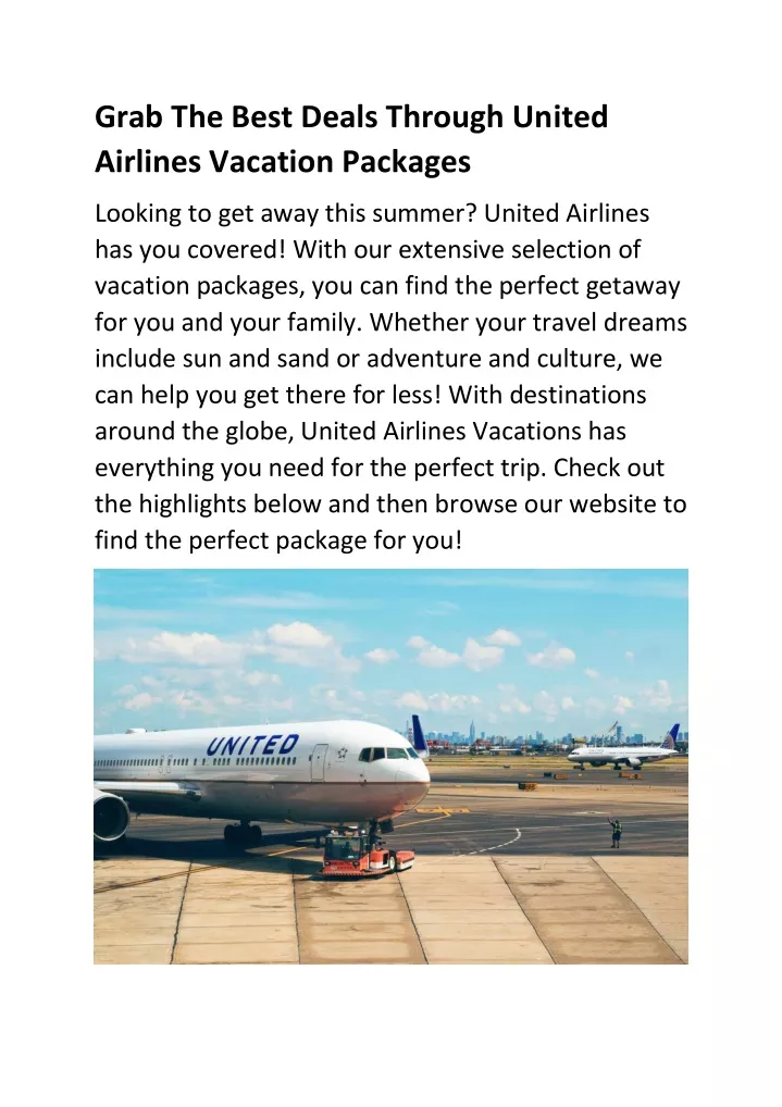grab the best deals through united airlines
