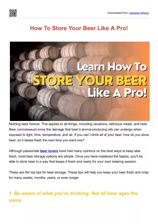 How to store your Beer like a pro