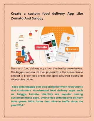 create a custom food delivery app like zomato